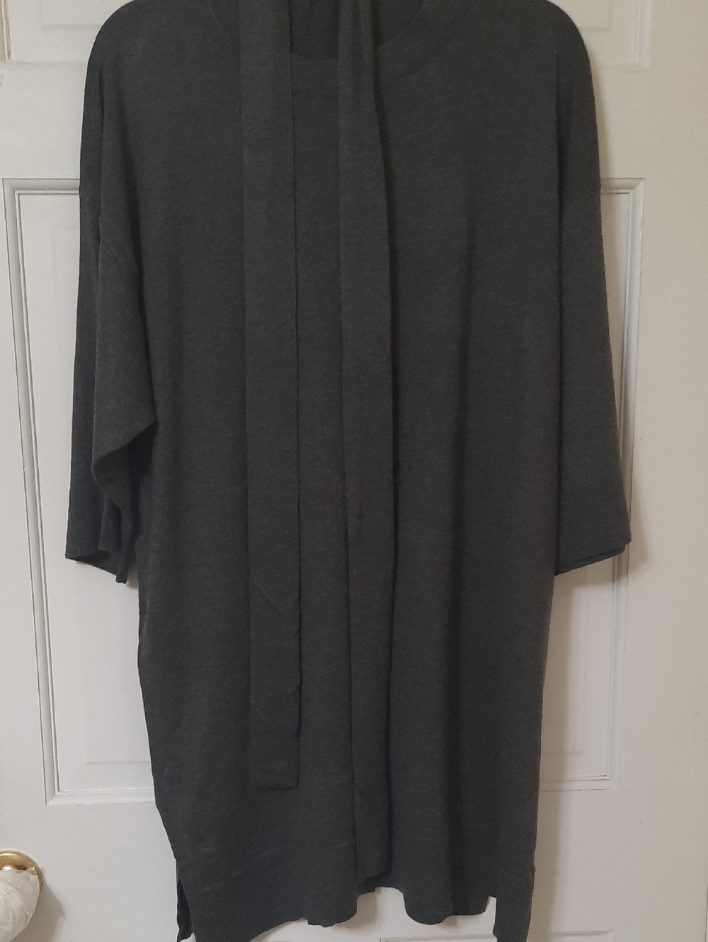 Eileen Fisher Dark Gray Knit Crew- Neck Sweater Tunic Sz L/G
